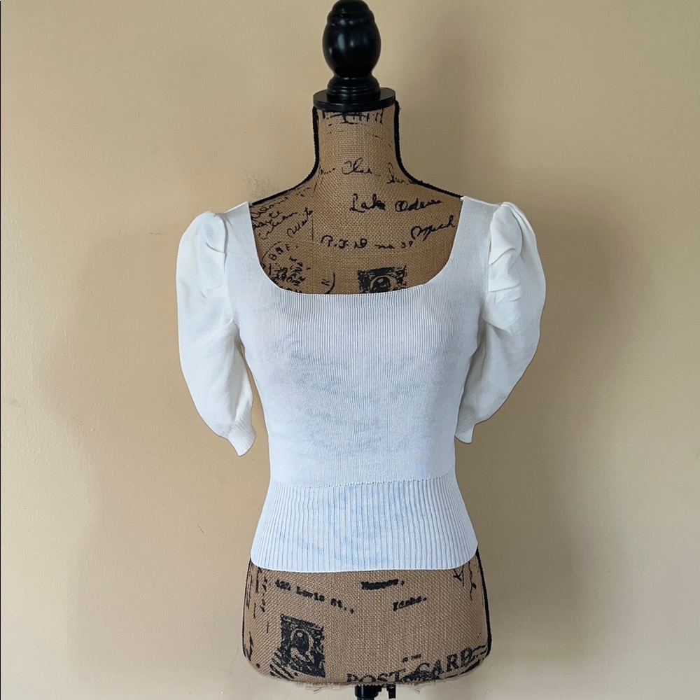 White Puff Sleeve Top